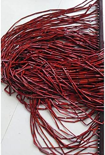 Natural Bamboo Bead Curtain for Doorways Red Panel 90x100cm 60 Strands