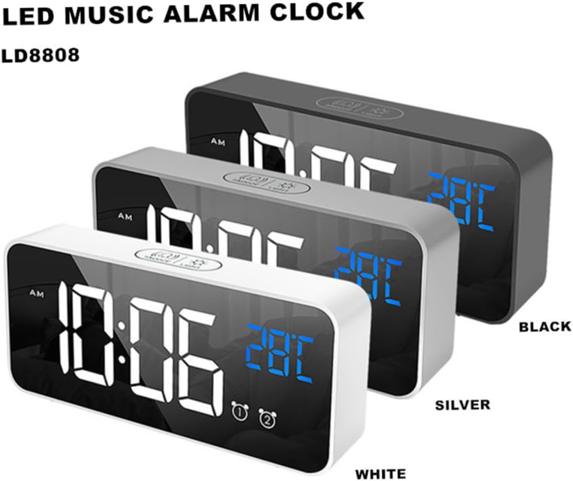 Zerodeko LED Music Alarm Clock with Dual Alarm and Large Screen
