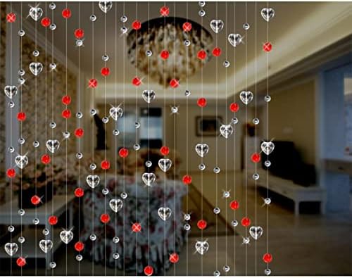 1 Meter Red Door Curtain with Crystal Beads