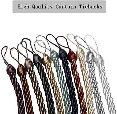 BEL AVENIR Curtain Rope Tiebacks 4 Metal Hooks 4 Pack