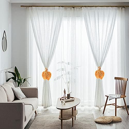 Handmade Cotton Curtain Tiebacks with Adjustable Wooden Beads