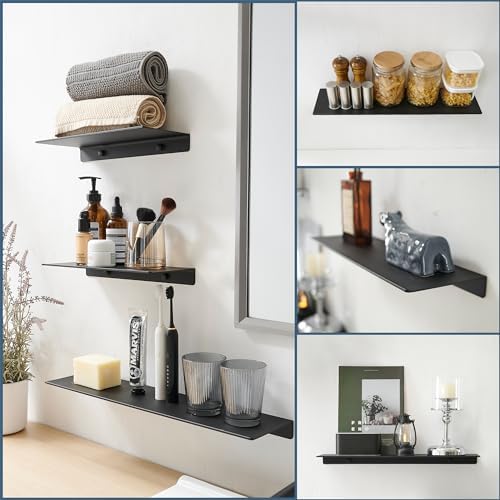 JOOM Small Metal Wall Floating Shelf - Black 8 Inch