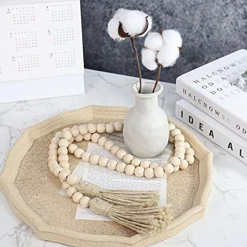 58in Farmhouse Wood Bead Garland with Tassels