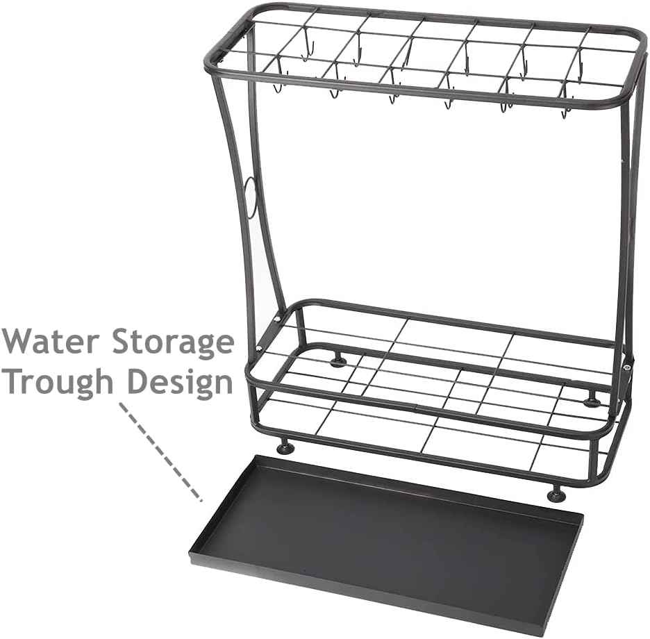 Tonchean Umbrella Rack Stand with 21 Slots and Drip Tray Black