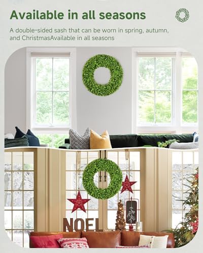 DDHS 20 Inch Artificial Boxwood Wreath for Front Door