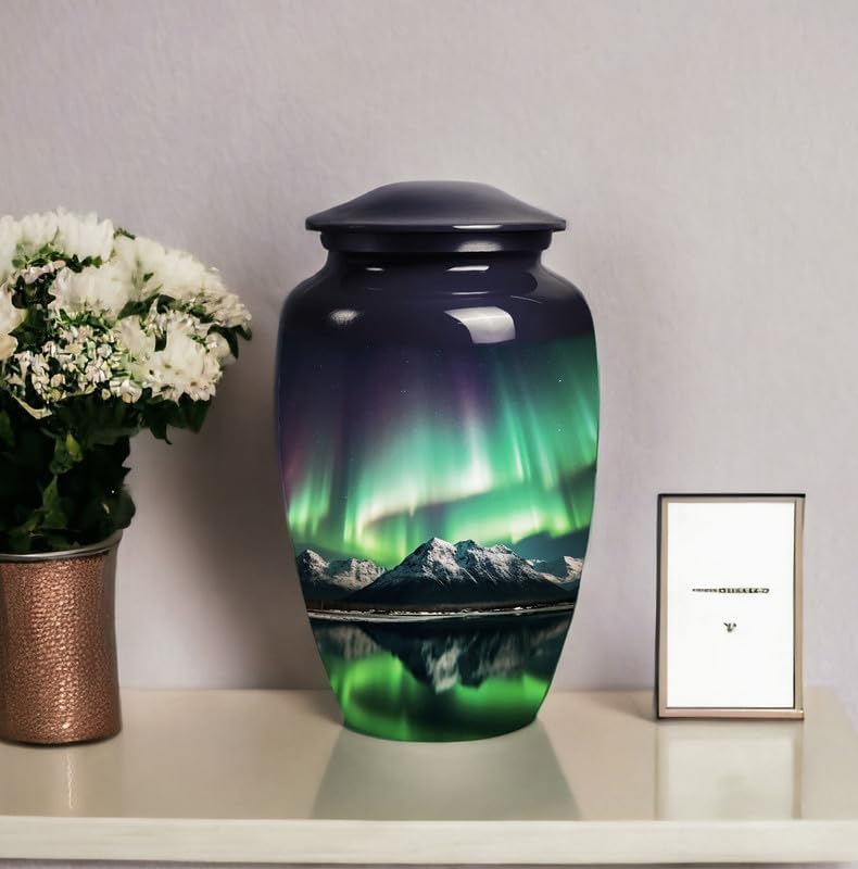 YATSKIA Large Aurora Borealis Cremation Urn for Adult Ashes