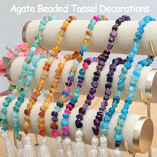 Lumiti Agate Stone Garland with Tassel 30inch Farmhouse Decor