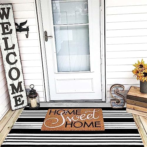 Classic Black and White Striped Area Rug