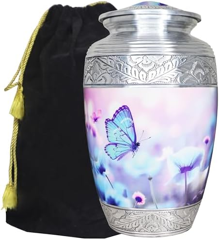 M MEILINXU Blue Butterfly Large Cremation Urn for Adult Ashes