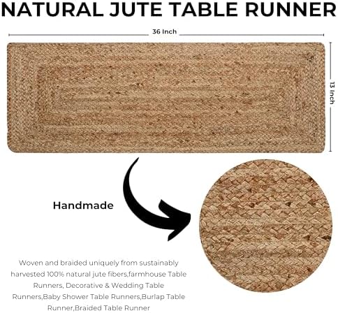 HOMIDATE Natural Jute Table Runner 13x36 Inch