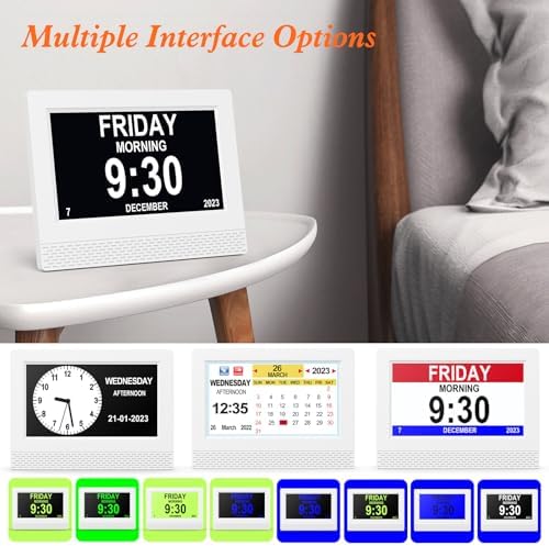 Digital Calendar Alarm Clock with 7 HD Screen