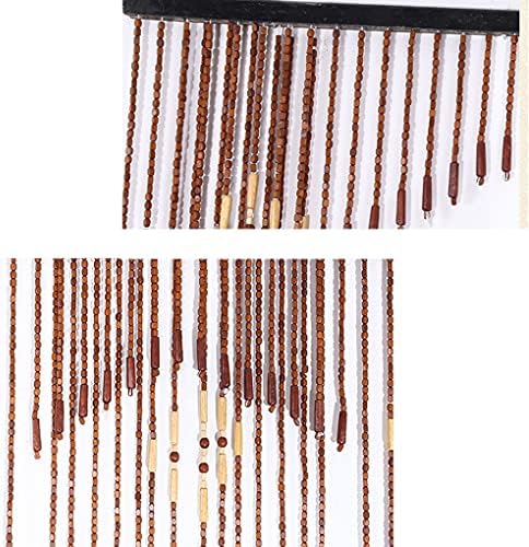 ZHOUXIAO Natural Wood Beaded Curtain 32 Strands 90x175cm