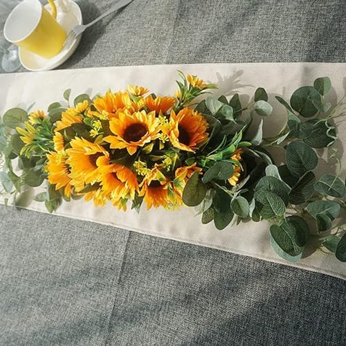 Elegant Artificial Sunflower Swag with Eucalyptus Leaves