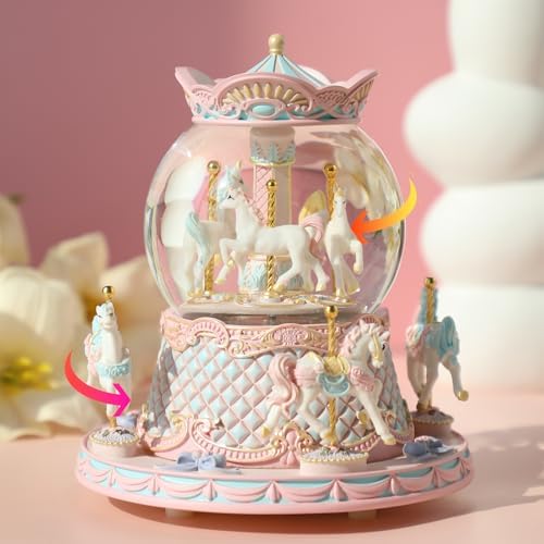 Love for You Gift Wrapped Music Box Unicorn Carousel