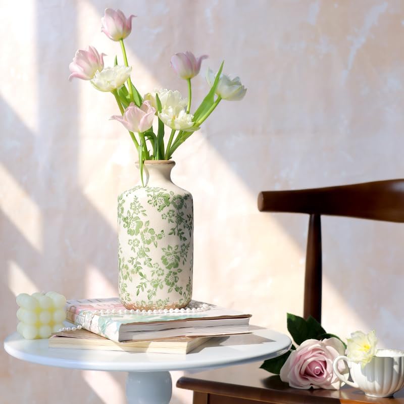 Ronasip 8 Inch Retro Crackle Glaze Ceramic Vase