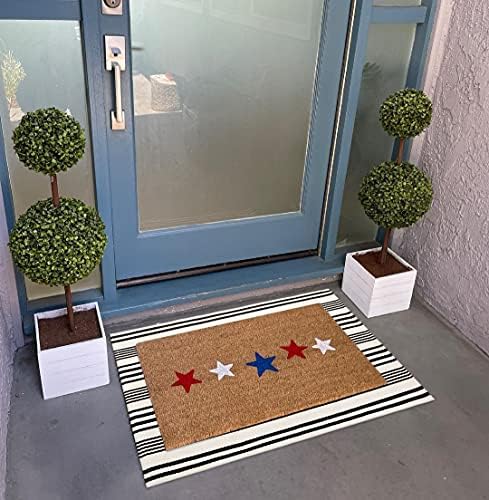 Black and White Striped Outdoor Rug 2x3 Cotton Reversible