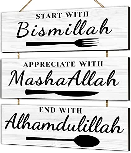 Dazingart Islamic Bismillah Wall Decor Sign 3 Panels
