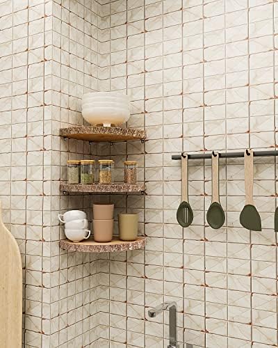 3Pcs Rustic Corner Floating Shelves for Home Decor