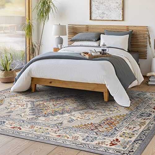 Livabliss Anja Oriental Medallion Area Rug 67 x 9 Grey