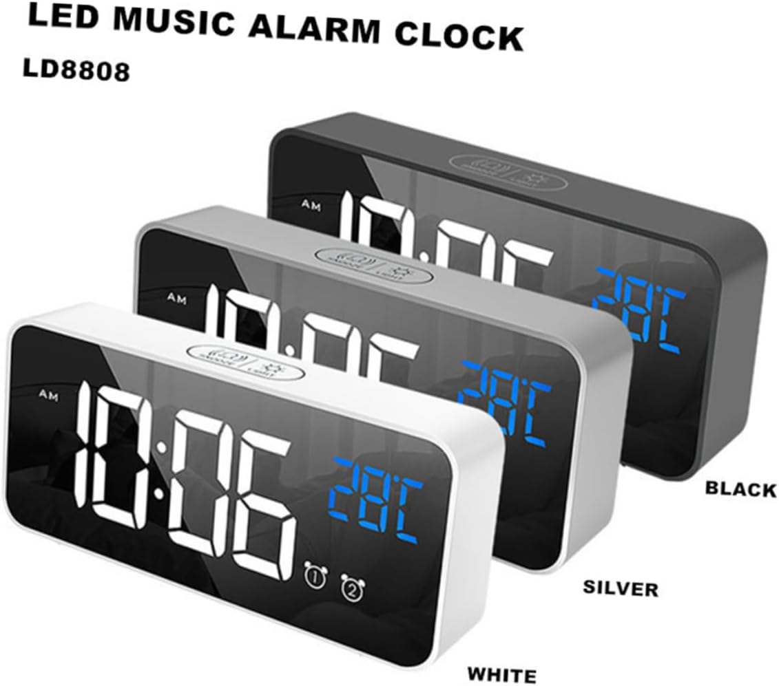 PRETYZOOM Music Charging Alarm Clock with Large Screen for Boys Girls