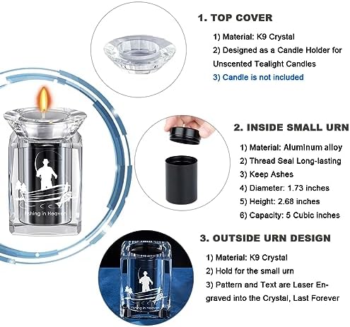IFOLAINA Small Cremation Urn for Human Ashes Fishing in Heaven Crystal Keepsake