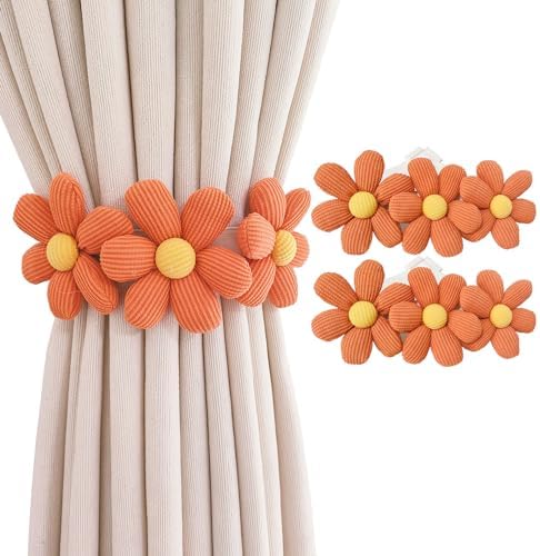 2pcs Flower Curtain Buckles Orange