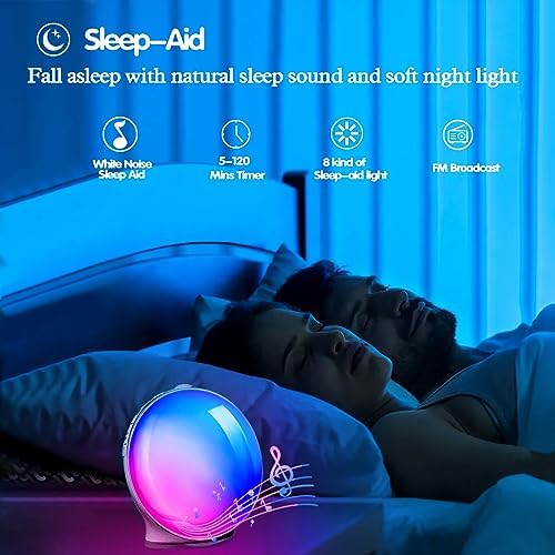 Wake Up Light Sunrise Alarm Clock with White Noise and Dual Alarm
