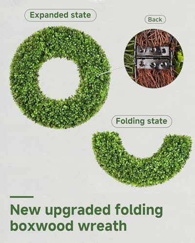 DDHS 20 Inch Artificial Boxwood Wreath for Front Door