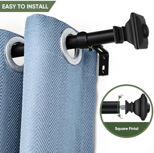 BRIOFOX Heavy Duty Black Curtain Rods 1 Inch Diameter