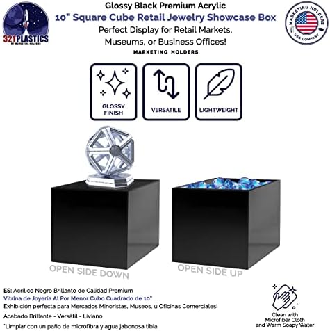 Acrylic Pedestal Stand 10x10x10 Black Display Riser
