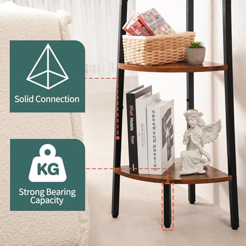 Yoobure 4-Tier Corner Bookshelf with Metal Frame