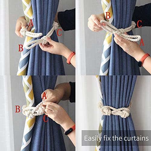 BEL AVENIR 2 Pack Boho Cotton Curtain Tiebacks