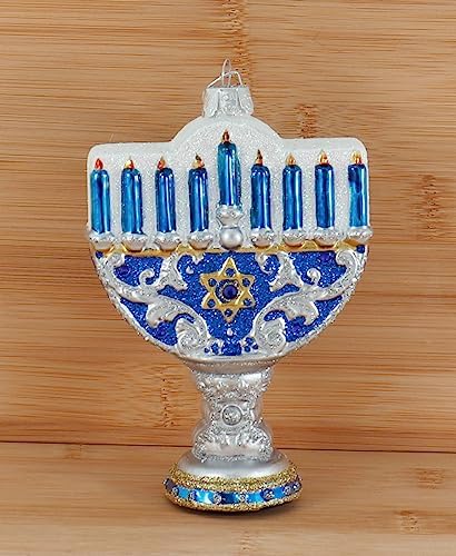 5-Inch Noble Gems Glass Happy Hanukkah Ornament