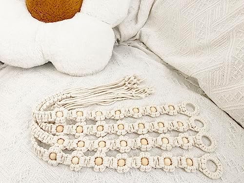 Winterdemoon Wood Bead Curtain Tiebacks 4 Pcs Boho Style