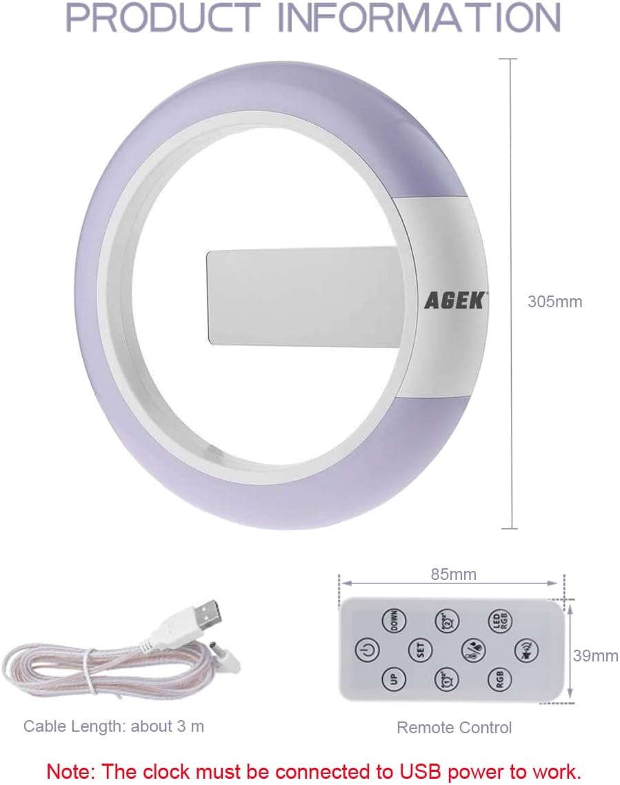 AGEK LED Digital Wall Clock with Remote Control