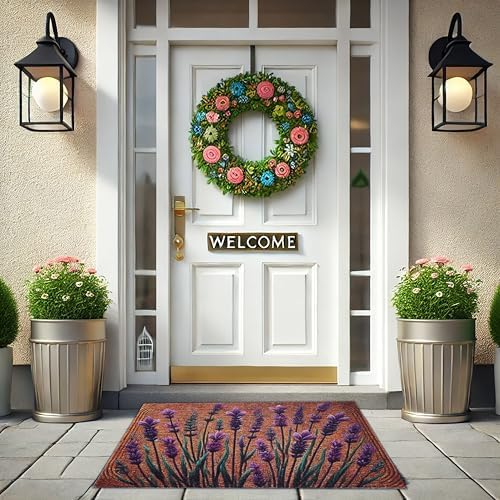 Floral Front Door Welcome Mat 19x31 Non-Slip Outdoor Rug