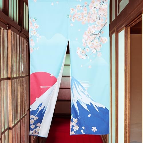 Japanese Noren Door Curtain with Cherry Blossom Print