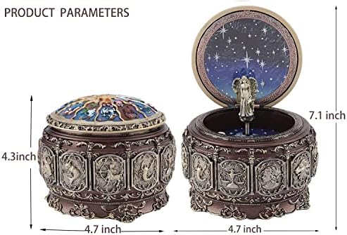 Vintage Music Box with Constellation Design