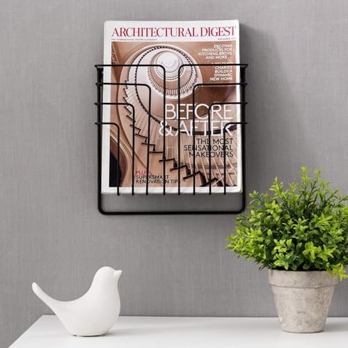 Modern Design Black Metal Wire Magazine Holder and File Folder Rack