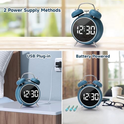JUSTUP Loud Alarm Clock with LED Display and Night Light