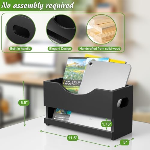 DRASTAR Black Wood Magazine Rack Floor Holder