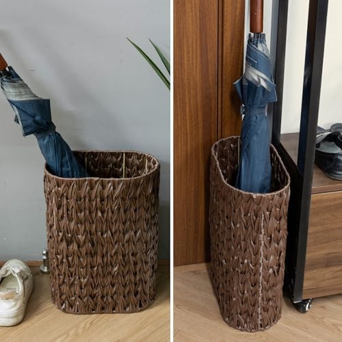 HAMOTOPI Tall Narrow Umbrella Stand with Wicker Basket