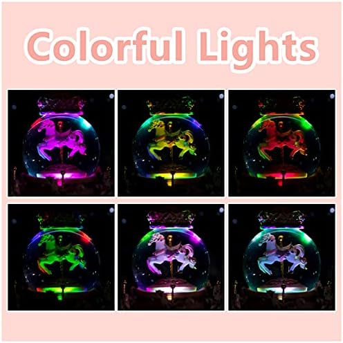 Musfunny Carousel Snow Globe Music Box with LED Lights