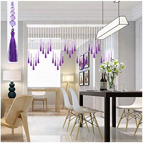 Beaded Curtain with Crystal Glass Beads Purple 60x155CM