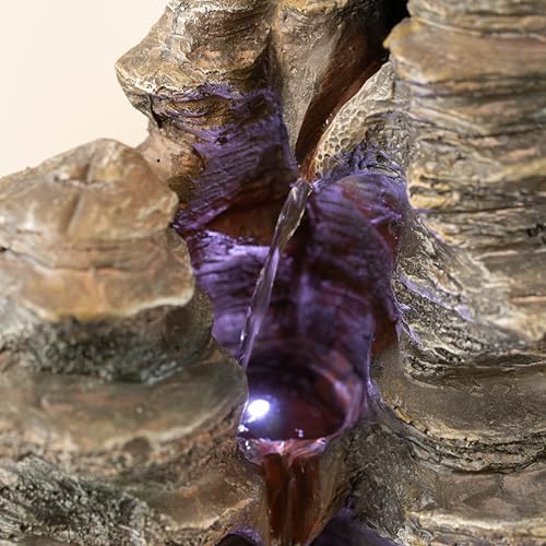 Cascading Electric 4-Tier Rock Water Fountain with LED Lights 24 Inch