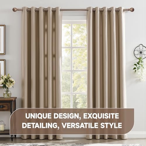 BRIOFOX Imitation Walnut Wood Curtain Rods 72-144 Inch