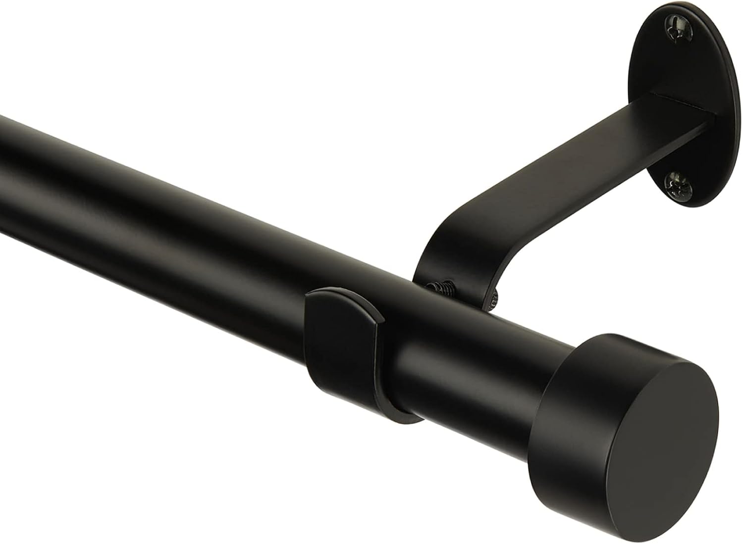 Elrene Serena Single Curtain Rod with Cap Finials and Adjustable Length - Antique Black