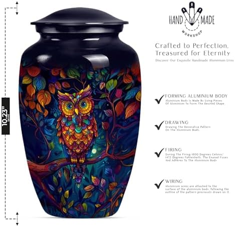Owl Cremation Urn for Human Ashes - 10 Inch Pack of 1