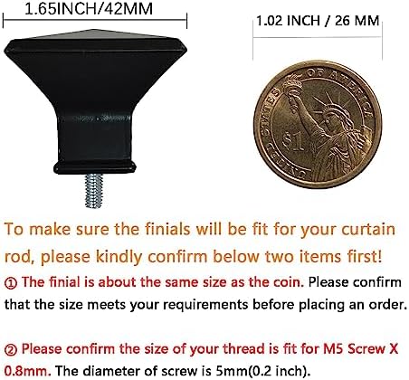4 Pcs Plastic Curtain Rod Finials M5 Thread Black