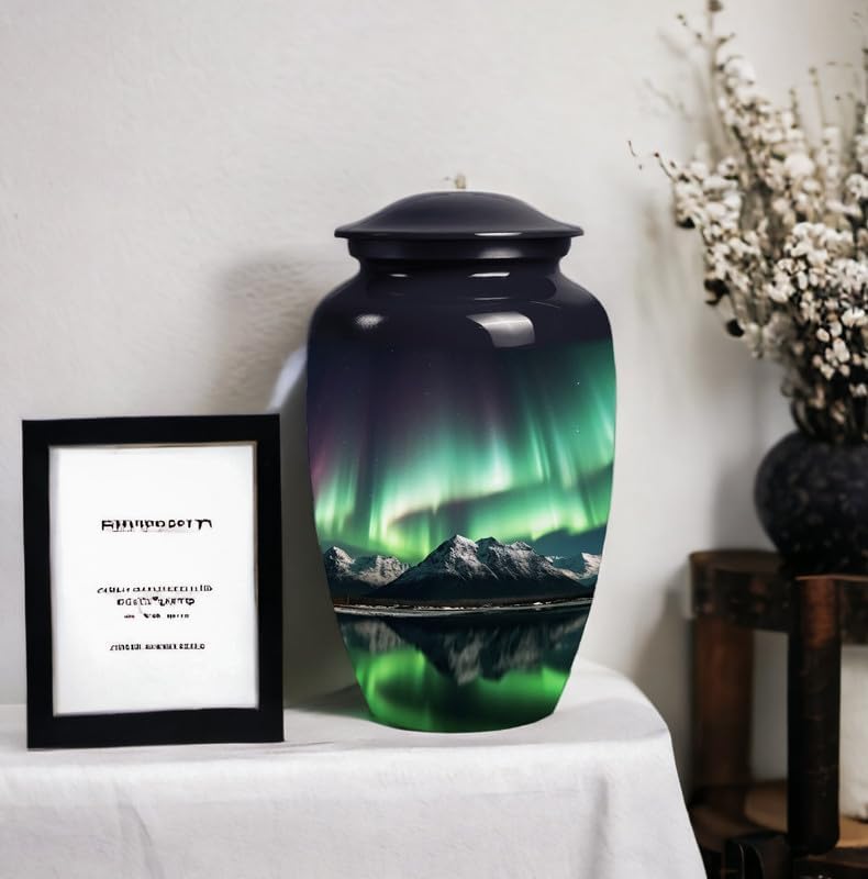 YATSKIA Large Aurora Borealis Cremation Urn for Adult Ashes